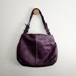 Ted Benson Eggplant Purple Leather Slouchy Hobo Shoulder Women's Bag